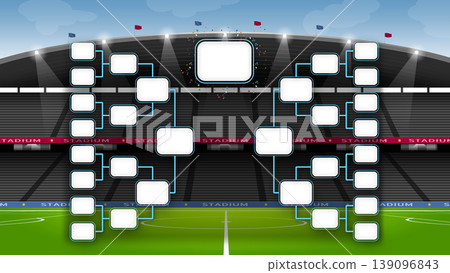 Soccer tournament bracket template with stadium background. Soccer tournament bracket template with stadium background. 139096843