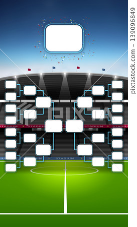 Soccer tournament bracket template with stadium background. 139096849