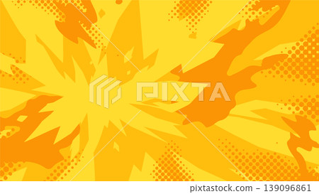 爆炸和半色調背景插圖_黃色_16:9 139096861