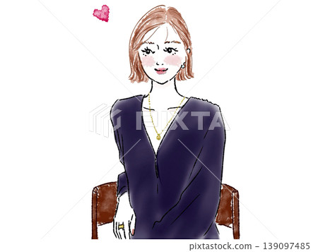 Woman sitting on chair Woman sitting on chair 139097485