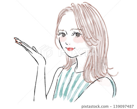 一個女人解釋同時指著她的手指 一個女人解釋同時指著她的手指 139097487