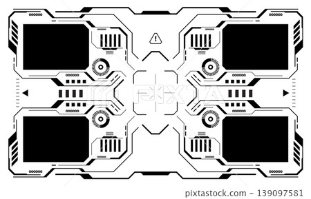 HUD sci-fi interface screen view black circular geometric design virtual futuristic technology creative display on white vector HUD sci-fi interface screen view black circular geometric design virtual futuristic technology creative display on white vector 139097581