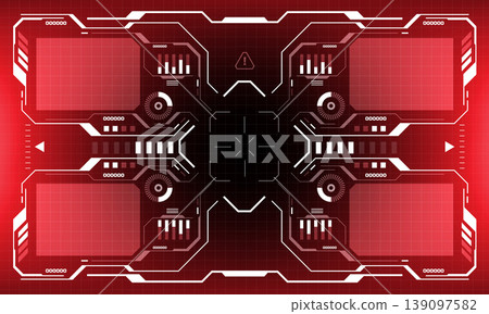 HUD sci-fi interface screen view white circular geometric design virtual futuristic technology creative display on red vector HUD sci-fi interface screen view white circular geometric design virtual futuristic technology creative display on red vector 139097582