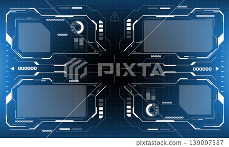 HUD sci-fi interface screen view white circular geometric design virtual futuristic technology creative display on blue vector 139097587