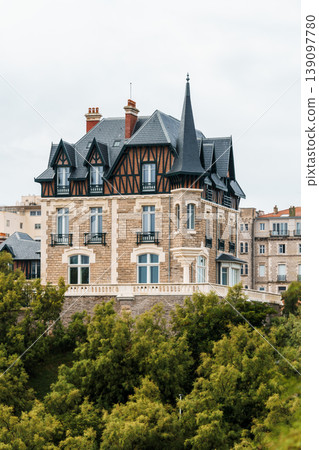 Elegant historic building in Biarritz, France, with a striking architectural design. Elegant historic building in Biarritz, France, with a striking architectural design. 139097780