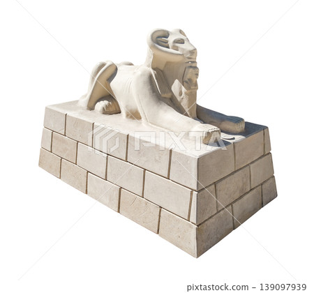 egyptian ram headed sphinx statue isolated on white background with clipping path egyptian ram headed sphinx statue isolated on white background with clipping path 139097939