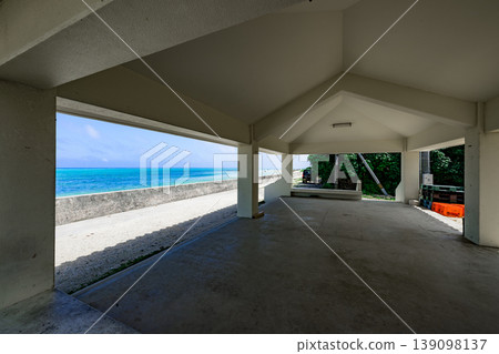 A refreshing view from a rest area overlooking the sea at Shiraho Beach. 139098137