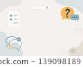 FAQ Help Center Background with Chat Bubbles Search Bar and Support Icons 139098189