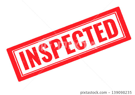 Inspected red rubber STAMP on a white transparent background Inspected red rubber STAMP on a white transparent background 139098235
