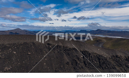 Aerial View of Volcanic Landscape with Rivers and Mountains in Iceland Aerial View of Volcanic Landscape with Rivers and Mountains in Iceland 139099658