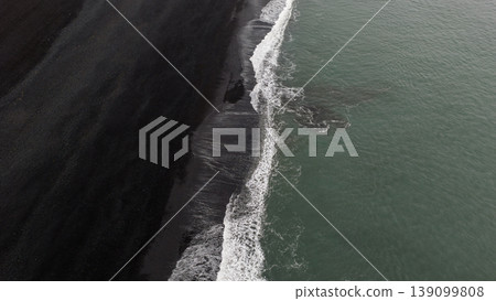Aerial View of Black Sand Beach and Turquoise Ocean in Iceland Aerial View of Black Sand Beach and Turquoise Ocean in Iceland 139099808