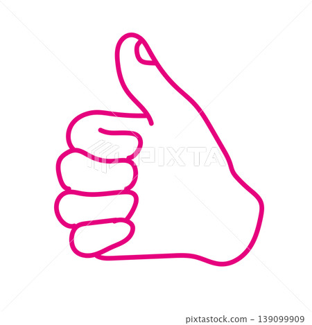 Simple line art icon of a thumbs-up hand - a "like" gesture (minimalist) 139099909
