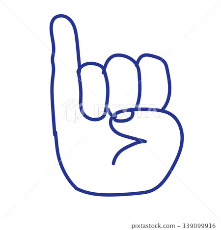 Simple line art icon of a hand with one finger raised, and number gesture material (minimalist) Simple line art icon of a hand with one finger raised, and number gesture material (minimalist) 139099916