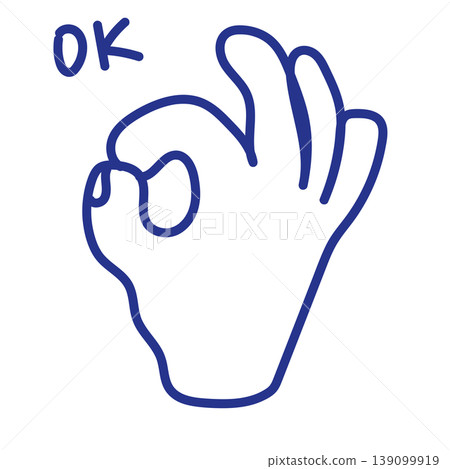 Simple line drawing icon of a hand making an OK sign - approval gesture (minimal) Simple line drawing icon of a hand making an OK sign - approval gesture (minimal) 139099919