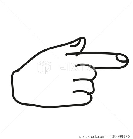 Simple line drawing icon of a hand pointing to the side - pointing gesture material (minimal) Simple line drawing icon of a hand pointing to the side - pointing gesture material (minimal) 139099920