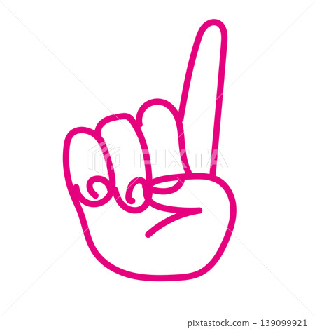 Simple line art icon of a hand with one finger raised, and number gesture material (minimalist, pink) Simple line art icon of a hand with one finger raised, and number gesture material (minimalist, pink) 139099921