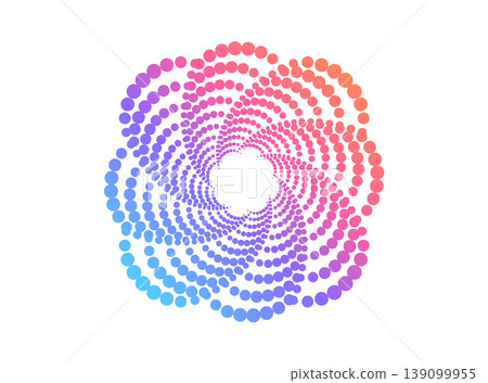 Abstract circular pattern with radial halftone dots creating dynamic motion effect. Modern geometric design with concentric rings and gradient texture for logos and backgrounds. Abstract circular pattern with radial halftone dots creating dynamic motion effect. Modern geometric design with concentric rings and gradient texture for logos and backgrounds. 139099955