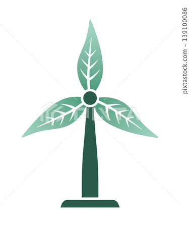 Eco wind turbine with leaf blades, without background. Eco wind turbine with leaf blades, without background. 139100086