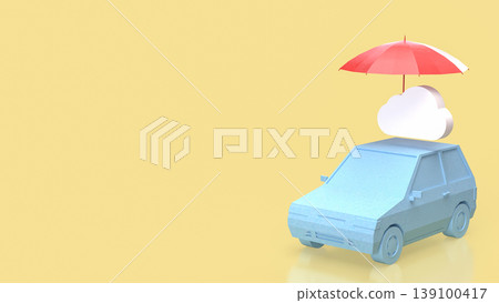 Vehicle Insurance Protection Concept With Umbrella And Cloud Symbol 3d render. Vehicle Insurance Protection Concept With Umbrella And Cloud Symbol 3d render. 139100417