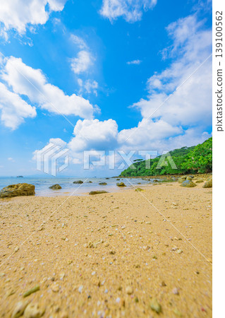 石垣島大崎海灘的壯麗海岸景色,遍布一系列巨大的岩石。 石垣島大崎海灘的壯麗海岸景色,遍布一系列巨大的岩石。 139100562
