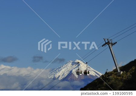Teleferico cable cars ascending mount rucu pichincha with cotopaxi volcano 139100595