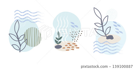 Abstract marine graphic water, algae, stones vector illustration Abstract marine graphic water, algae, stones vector illustration 139100887
