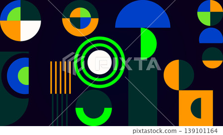 Abstract geometric forms and lines on dark background with digital art, abstract 139101164