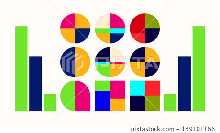 Colorful abstract geometric shapes and bar graphs with bar graph, geometric 139101166