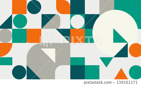 Abstract geometric shapes in a retro color palette with abstract, geometric Abstract geometric shapes in a retro color palette with abstract, geometric 139101171