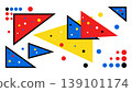 Abstract geometric composition with triangles and scattered dots, abstract 139101174