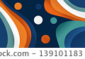 Abstract wavy shapes in a dark blue orange teal palette with abstract, creative 139101183