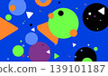 Abstract pattern of circles and triangles on blue background with modern art 139101187