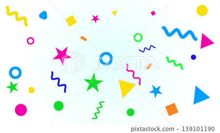 Scattered colorful confetti and geometric shapes on a white background 139101190