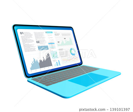 A laptop displaying data analysis 139101397