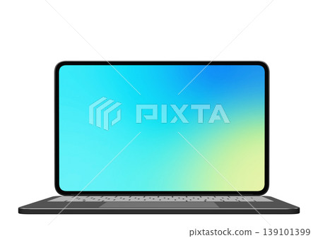 筆記型電腦螢幕上的藍綠色漸變 筆記型電腦螢幕上的藍綠色漸變 139101399