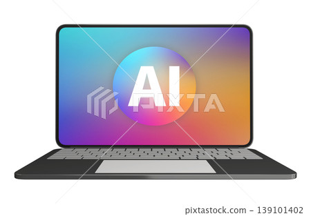 A laptop displaying the AI logo A laptop displaying the AI logo 139101402