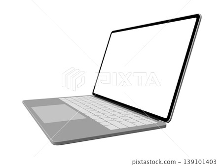 一台灰色筆記型電腦的側面 一台灰色筆記型電腦的側面 139101403