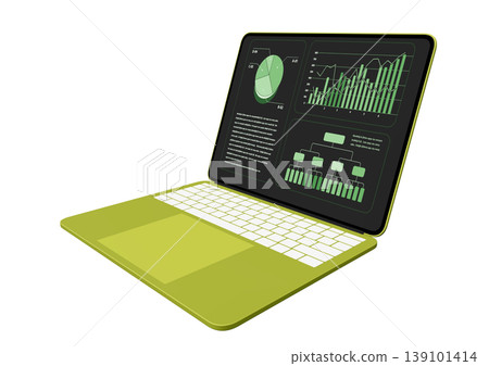 Green laptop and analytical graphs 139101414