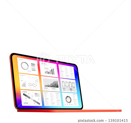 A laptop displaying colorful graphs 139101415