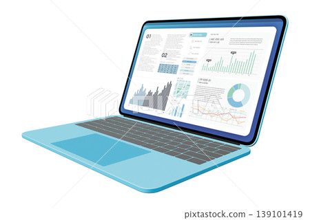 Displaying data on a blue laptop Displaying data on a blue laptop 139101419