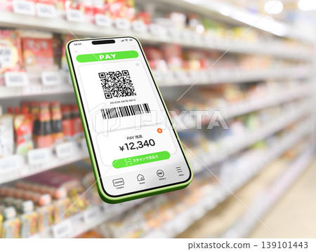 傾斜的智慧型手機支付應用程式螢幕 139101443