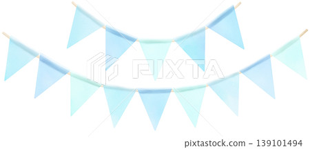 藍色花環，淺藍色，時尚的水彩插圖 139101494
