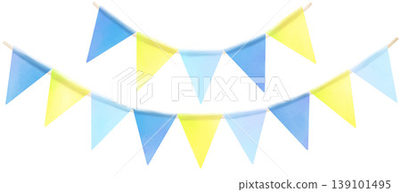 Blue and yellow garland, stylish watercolor illustration 139101495