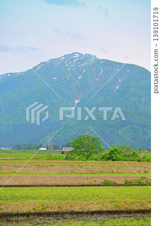 從八海山附近可以欣賞到鬱鬱蔥蔥的鄉村和山脈、梯田以及八色之森公園的景色。 從八海山附近可以欣賞到鬱鬱蔥蔥的鄉村和山脈、梯田以及八色之森公園的景色。 139101719