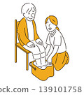 Illustration of a nurse giving a foot bath 139101758