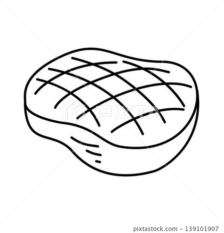 grilled steak doodle illustration grilled steak doodle illustration 139101907