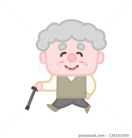 An old man walking with a cane. An old man walking with a cane. 139101930