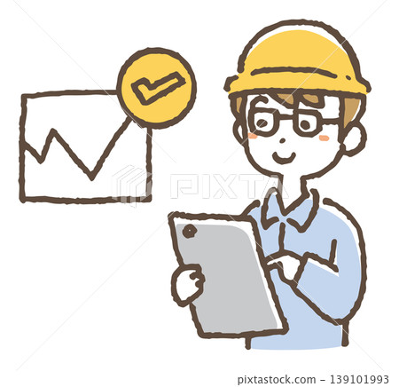 一張建築經理使用平板電腦的插圖。 一張建築經理使用平板電腦的插圖。 139101993