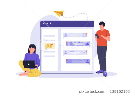 Illustration of People Having Conversation in Email Thread 139102103