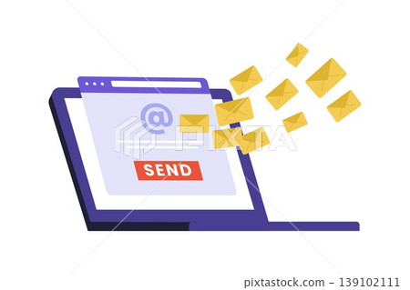 Illustration of Bulk Email Marketing and Mass Message Delivery 139102111